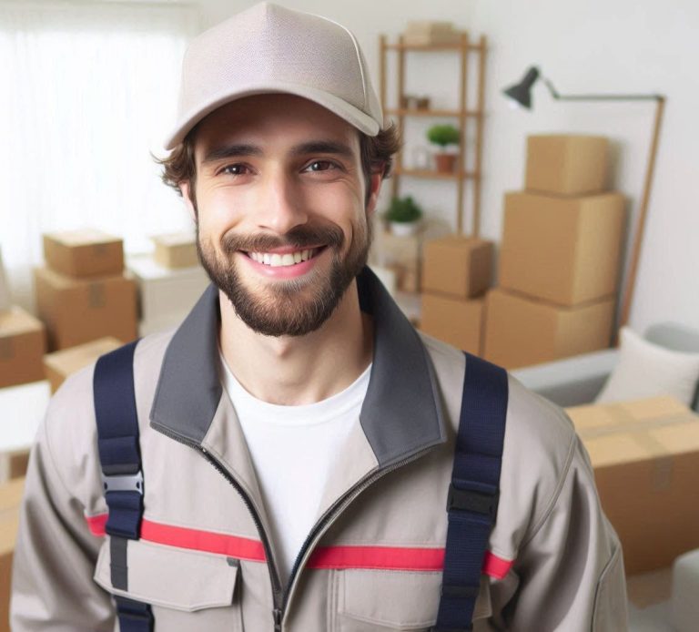 Entrümpelung Entsorgung Recklinghausen Ein lächelnder Mann bei einer Entrümpelung in Arbeitskleidung